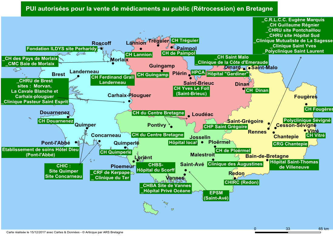 PUI autorisées pour la vente de médicaments au public (rétrocession)